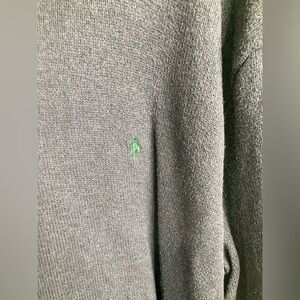 Ralph Lauren Men's Charcoal Sweater with Green Logo